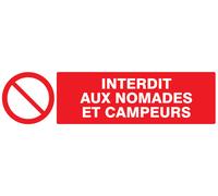 Panneau adhésif INTERDIT AUX NOMADES ET CAMPEURS 200X52MM TALIAPLAST - 720211
