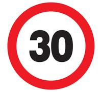 Panneau adhésif INTERDIT DE ROULER A PLUS DE 30 KM/H Ø420MM TALIAPLAST - 723262