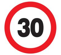 Panneau adhésif INTERDIT DE ROULER A PLUS DE 30 KM/H Ø80MM TALIAPLAST - 724262