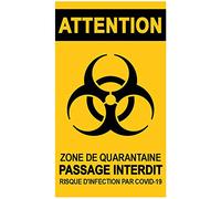 Panneau adhésif "Zone de quarantaine" | Affiche française pour portes et fenêtres, 9 x 16 cm