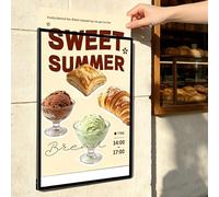 Panneau Affichage Exterieur A4/A3/A2/A1, Caisson Lumineux LED Mural, Tableau De Menu Ultra-Fin En Verre Trempé, Cadre Pour Affiche LED Pour Cinéma, Théâtre, Café, Publicité En Magasin Black-A1