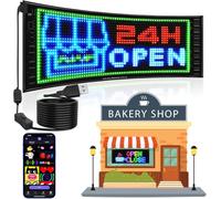 Panneau Affichage LED - 43 x 16cm Double Ligne Défilante Plaque led - Écran Personnalisable avec Contrôle Bluetooth APP - USB 5V/2A Enseigne Lumineuse LED programmable pour Vitrine, Véhicule