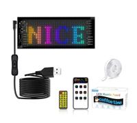 Panneau Affichage LED Lumineux, Panneau LED Programmable Camion Voiture LKW,Néon Lumineux,Contrôle Application,Prend en Charge le Bricolage, Les Heures et Les Images Dislplay,USB 17,3 x 7 cm