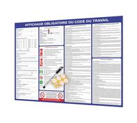 Panneau affichage obligatoire entreprise 2026 - Panneau Code du Travail - A2: 60x42 cm - Panneau affichage code du travail - Format A2 plastifié effaçable + feutre offert (CDTA2)