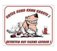 Panneau affichage pour chien Nobby Pet Unser Hund kann Karate Blanc 250x200 mm