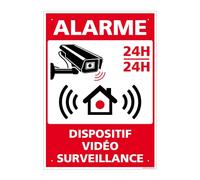 Panneau Alarme, Dispositif Vidéo Surveillance Pvc 1 Mm - 150 X 210 Mm Signalisation Rectangulaire Prépercée Avec Kit De Fixation Fabrication Française