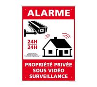 Panneau Alarme, Propriété Privée Sous Vidéo Surveillance Alu 2 Mm - 150 X 210 Mm Signalisation Rectangulaire Prépercée Avec Kit De Fixation Fabrication Française