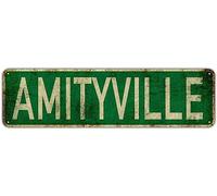 Panneau Amityville - Décoration murale Amityville - Décoration murale pour maison, ferme, bar, café, grotte - 40,6 x 10,2 cm