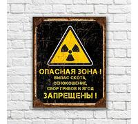 Panneau amusant de la zone de Tchernobyl - Panneau de rayonnement - Tchernobyl Stalker - Plaque antique - Décoration murale - 20,3 x 30,5 cm