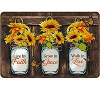 Panneau amusant en aluminium avec inscription « Live By Faith Grow In Grace Walk In Love » - Décoration murale pour maison, cuisine, bar, ferme, ranch, café, club, grotte - 30,5 x 40,6 cm