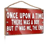 Panneau amusant « Once Upon A Time There was A Boy But It was Me Wooded » - Décoration amusante pour la maison et l'extérieur - Décorations d'automne