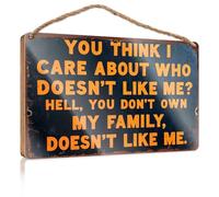 Panneau amusant pour décoration d'intérieur avec inscription You Think I Care About Who Doesn'T Like Me? Panneau de porte en bois pour chambre à coucher et adolescents (23 x 35 cm)