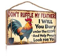 Panneau amusant pour décoration d'intérieur « Don'T Ruffle My Feathers, I'Ll Bury You Under The Scope And Help People Look For You » - Décoration murale de piscine (20 x 30 cm)