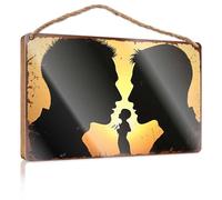 Panneau amusant pour la maison Silhouettes de deux hommes avec enfant entre les deux panneaux en bois hippie décoration de printemps pour décoration d'intérieur (20 x 30 cm)