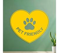 Panneau « Animaux acceptés » Animal Love Café Lounge Magasin Décorations murales en vinyle Auto-adhésif 54.6x63.2cm Jaune