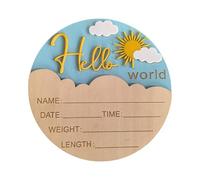 Panneau annonce de naissance en bois de forme ronde avec détails pour nouveau-né, accessoires photo d'hôpital, décoration murale pour fête prénatale, accessoire photo pour nouveau-nés