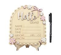 Panneau annonce de naissance - Panneau de nom en bois pour photographie d'hôpital, crèche, comprend un présentoir et un stylo permanent, personnalisé pour cadeau de douche