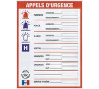 Panneau appels d'urgence 46 x 32 cm polystyrène choc