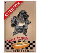 Panneau attention au chien cocker anglais noir - pré percée et vis livrées. De 30 cm à 15 cm…