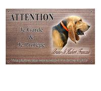 Panneau Attention au Chien personnalisée Bruno Saint Hubert français - pré percée et vis livrées. De 30 cm à 15 cm…