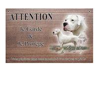 Panneau Attention au Chien personnalisée Dogue Argentin - pré perforée et vis données. De 30 cm à 15 cm…