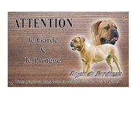 Panneau Attention au Chien personnalisée Dogue de Bordeaux Masque Noir - pré perforée et vis comprises. De 30 cm à 15 cm…