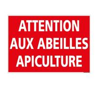 Panneau Attention aux Abeilles Apiculture - Protection Anti-UV - Dimensions 210x300 mm - Plastique Rigide PVC 1,5 mm