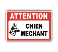 PANNEAU ATTENTION CHIEN MECHANT - 300 x 200 mm en PVC + 4 trous pour fixation - PP8