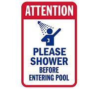 Panneau Attention Please Shower Before Entering Pool 20,3 x 30,5 cm
