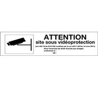 Panneau Attention site sous vidéoprotection avec pictogramme - Rigide 330x120mm - 4140858