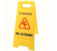 Panneau "ATTENTION SOL GLISSANT" de couleur jaune - Dimensions 600x300 mm