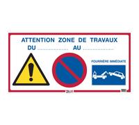 Panneau attention zone de travaux 800x400 mm - TALIAPLAST - 620018