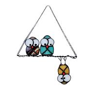 Panneau Attrape-Soleil en Verre teinté Multicolore avec Motif hiboux sur Fil pour fenêtres, Portes, Chambre, décoration de la Maison, décoration de Colibri et Cadeaux pour Les Amateurs d'oiseaux