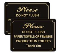 Panneau autocollant en acrylique avec inscription « Do Not Flush Paper Towels or Feminine Products in Toilets », 25,4 x 17,8 cm d'épaisseur, design moderne, facile à installer