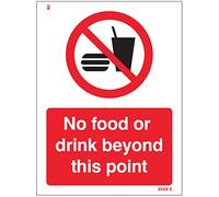 Panneau autocollant en vinyle « No food or drink beyond this point »