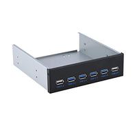 Panneau Avant, 19 Broches à 4 * USB3.0 + 2 * USB2.0 6 Interface Metal Front Panel USB Hub, Panneau Avant Multifonctionnel, Durable