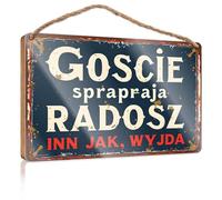 Panneau avant avec inscription « Guests ensure Joy Enters Just As It Leaves Wooded » - Décoration murale d'extérieur pour toilettes (15 x 28 cm)