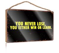 Panneau avant en bois avec inscription « You Never Lose, You Either Win Or Learn. » Décoration de porche (15 x 28 cm)