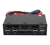 Panneau avant USB 3.0 de 5,25 pouces pour PC, hub 3.0/2.0, lecteur audio multicartes E-SATA Sata pour boîtier d'ordinateur, baie de lecteurs optiques