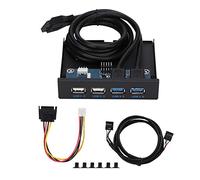 Panneau Avant USB 3.0 pour Lecteur de Disquette 3,5 Pouces, 4 Ports d'extension Super Speed Panneau Avant pour Baie 3,5 Pouces avec 2 USB 3.0, 2 USB 2.0 pour PC Boîtier de Bureau Fente Avant Carte
