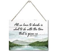 Panneau avec citation « All We Have To Decide Is What To Do With The Time That Is Given Us » - J.R.R. Tolkien - Plaque en métal rétro vintage - Décoration murale - 20,3 x 30,5 cm