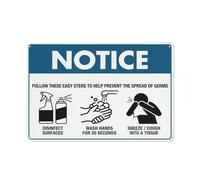 Panneau avec inscription « Follow These Easy Steps To Help Prevent » - 30,5 x 20,3 cm - En aluminium - Trous pré-percés pour un montage facile - Utilisation en intérieur ou en extérieur pour porte de