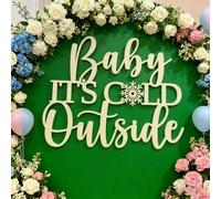 Panneau « Baby It's Cold Outside » pour toile de fond, panneau en bois pour fête prénatale pour décoration murale d'hiver pour révélation du sexe, fournitures de décoration de fête d'anniversaire, de
