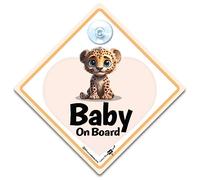 Panneau bébé à bord avec inscription « Kitten Baby on Board » - Panneau de voiture avec ventouse haute visibilité - 14 cm x 14 cm