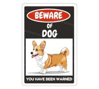 Panneau « Beware Of Dog » Corgi « You Have Been Warned » en aluminium - Panneau d'avertissement pour porte, porte, cour, décoration murale - 20,3 x 30,5 cm