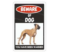 Panneau « Beware Of Dog » en aluminium avec inscription « Great Dane You Have Been Warned » - Panneau d'avertissement pour clôture, porte, cour, décoration murale - 20,3 x 30,5 cm