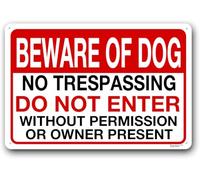 Panneau « Beware of Dogs » - Décoration murale « Do Not Enter » - Panneau de bureau « Keep Gate Closed Without Permission or Owner » - En aluminium - 20,3 x 30,5 cm