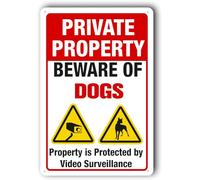 Panneau « Beware of Dogs » en aluminium pour maison et cour protégée par vidéosurveillance 15,2 x 20,3 cm