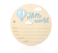 Panneau Bienvenue Bébé Bois, Panneau Hello World pour Garçons Filles Plaque Bébé Bienvenue pour Chambre d'Hôpital Décoration d'Intérieur Cadeaux Accessoires Photo