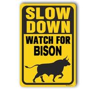 Panneau Bison Crossing, panneau « Please Slow Down », panneaux de signalisation extérieurs, panneaux d'extérieur pour cour, panneau en aluminium « Watch For Bison » 20,3 x 30,5 cm